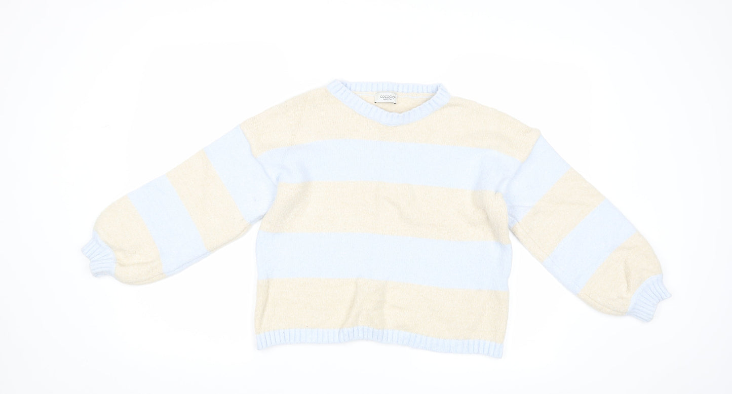 CocoGio Womens Blue Striped  Pullover Jumper Size M