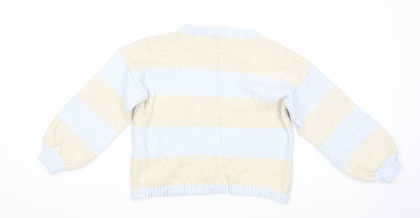 CocoGio Womens Blue Striped  Pullover Jumper Size M