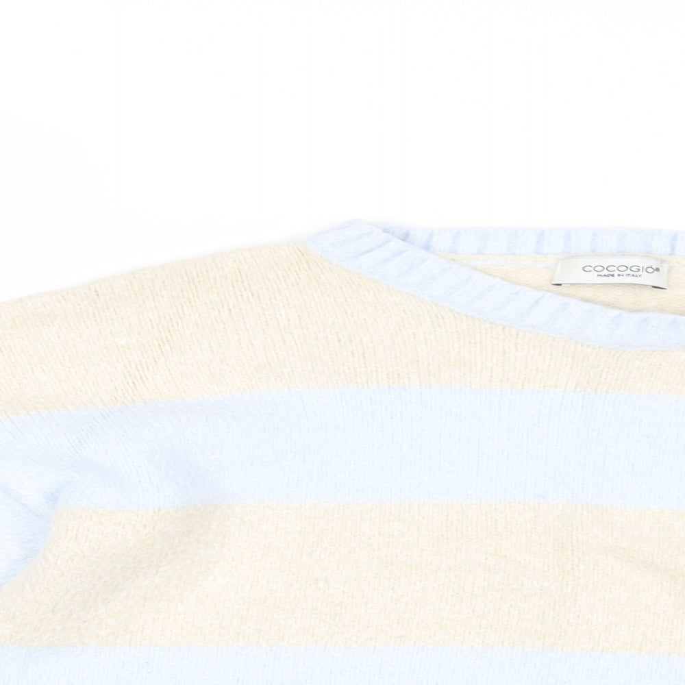CocoGio Womens Blue Striped  Pullover Jumper Size M