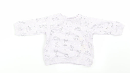 NEXT Girls Purple Animal Print  Pullover Jumper Size 3-6 Months