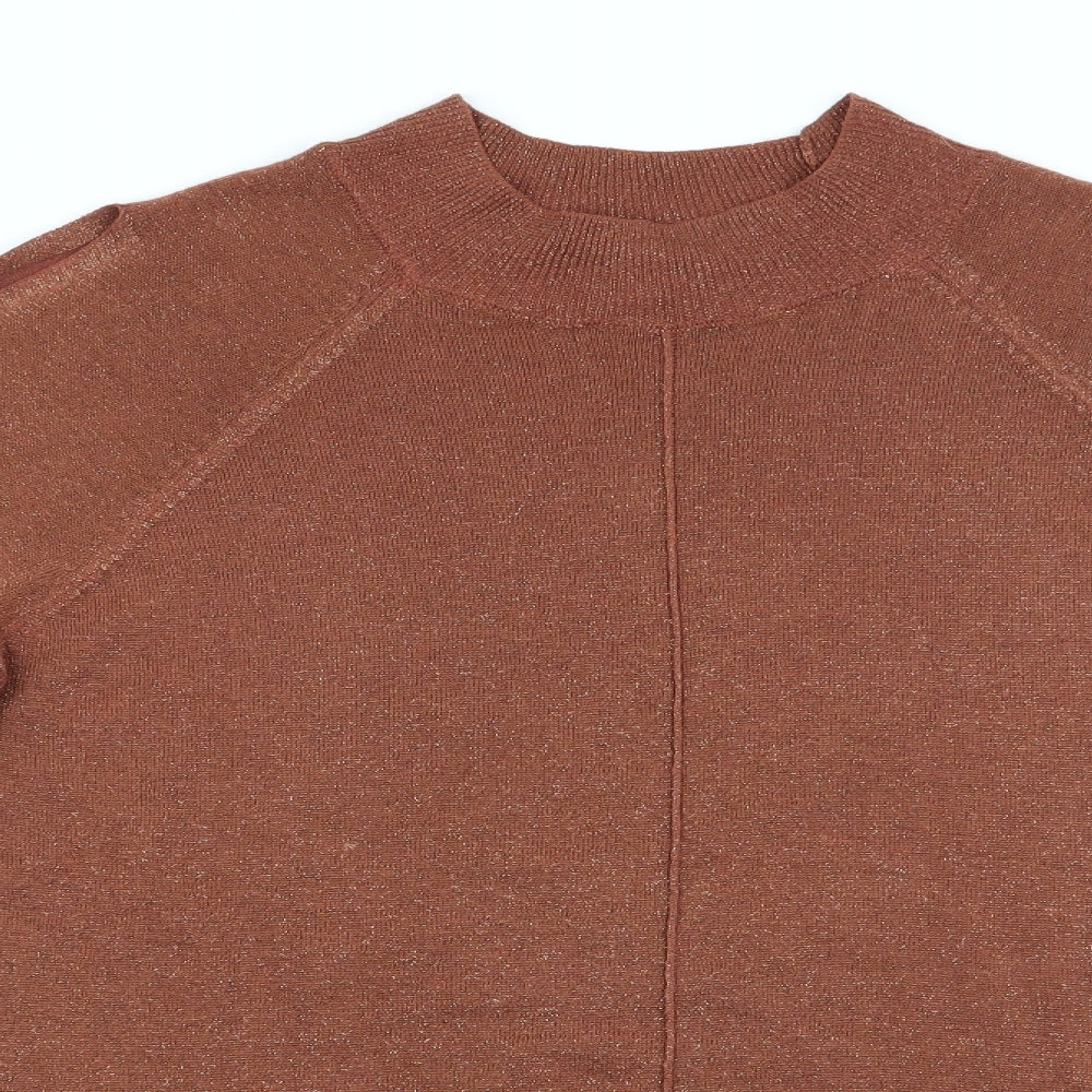 NEXT Womens Brown   Pullover Jumper Size 10  - Glitter effect - cut out shoulder