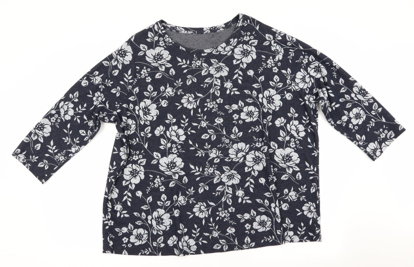 Preworn Womens Blue Floral  Pullover Jumper