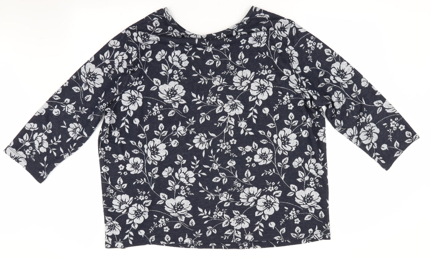 Preworn Womens Blue Floral  Pullover Jumper