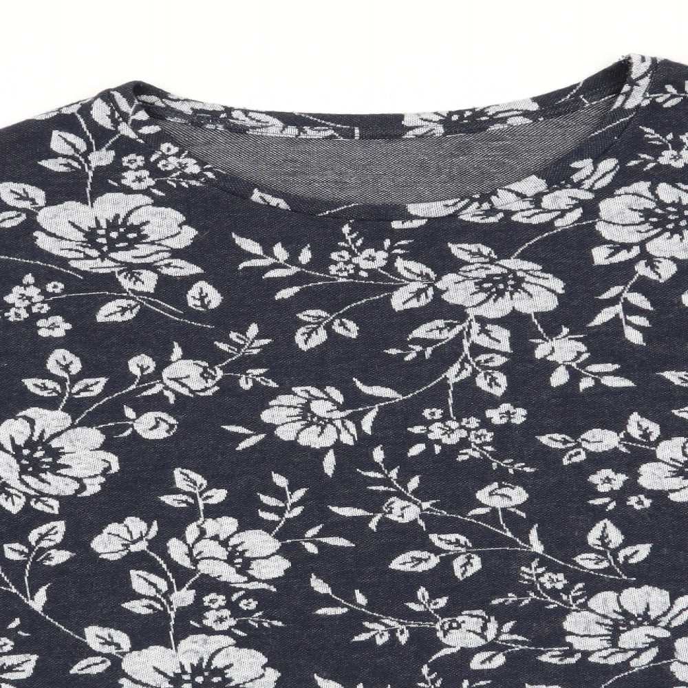 Preworn Womens Blue Floral  Pullover Jumper