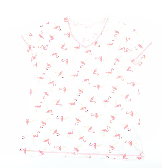 Damart Womens White Animal Print  Basic T-Shirt Size M