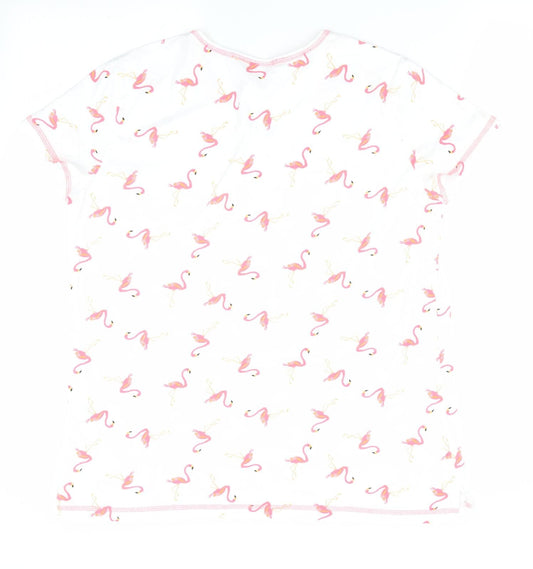 Damart Womens White Animal Print  Basic T-Shirt Size M