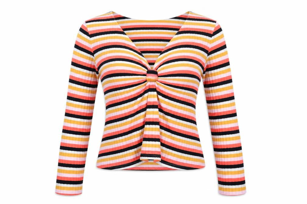 Primark Womens Orange Striped  Pullover Jumper Size 8