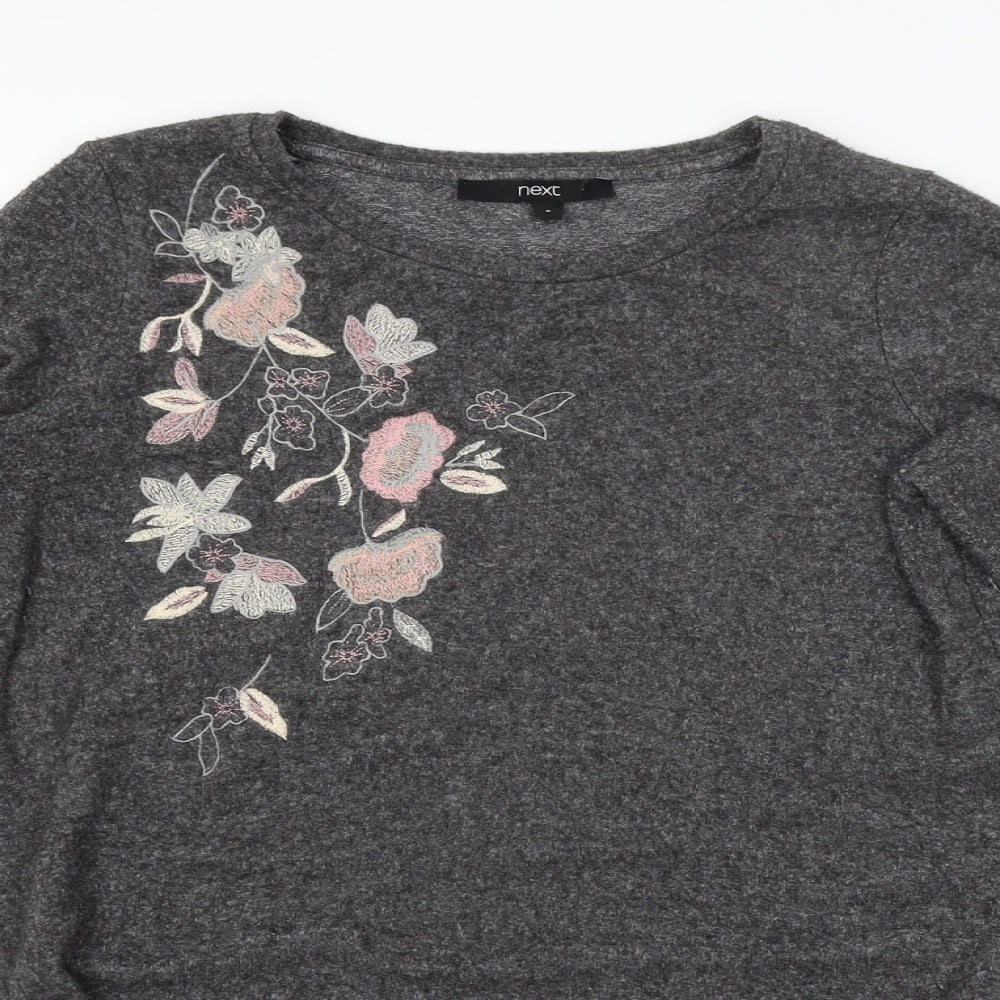 NEXT Womens Grey Floral  Pullover Jumper Size 6