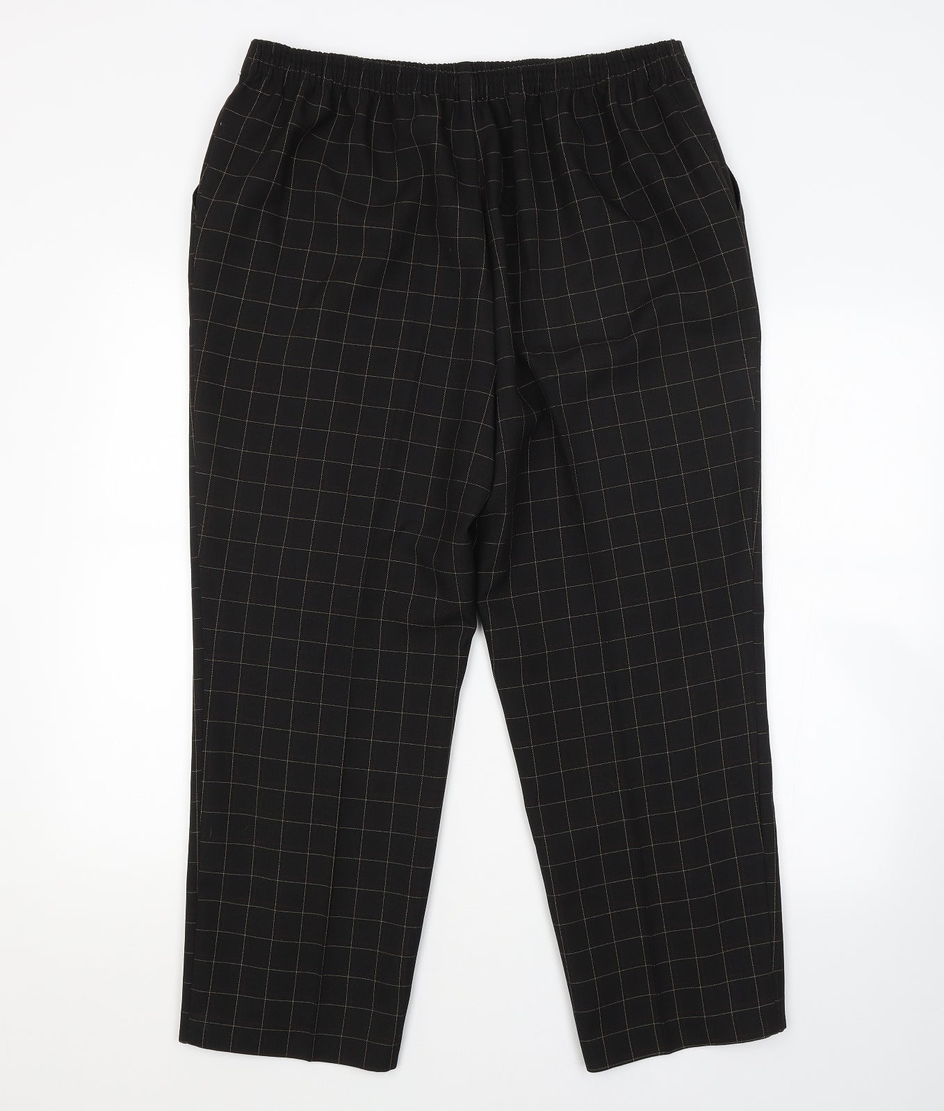 M&S Womens Brown Check  Trousers  Size 18 L26 in