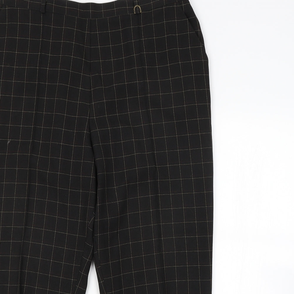 M&S Womens Brown Check  Trousers  Size 18 L26 in