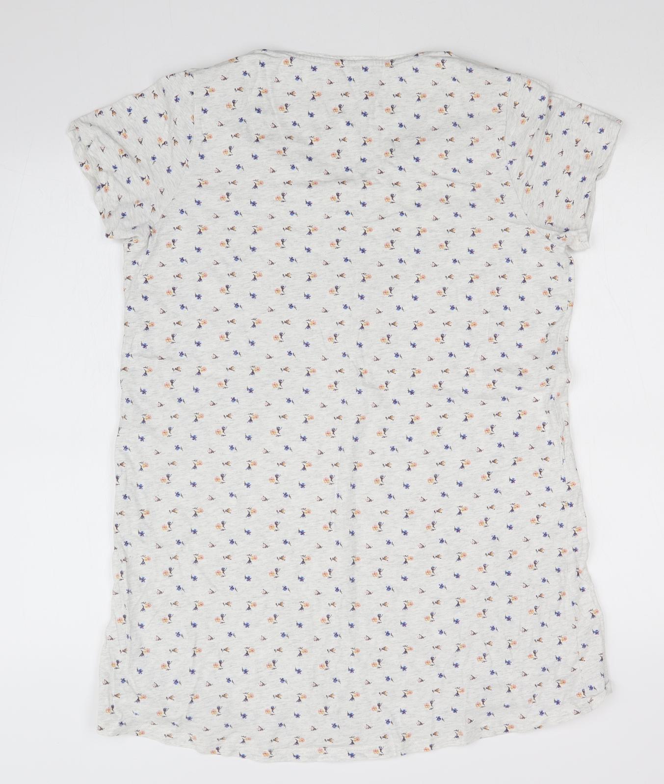 M&S Womens White Floral  Top Nightshirt Size 16