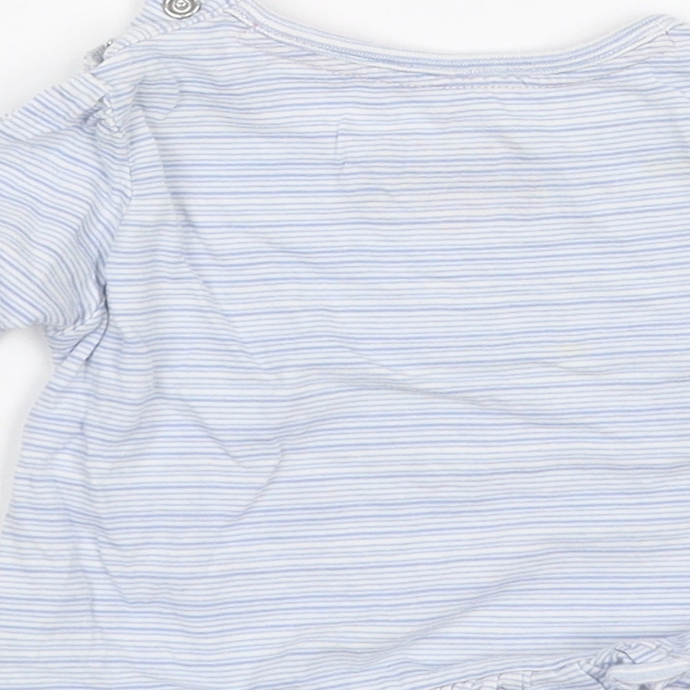Earlydays Girls Blue Striped  Basic T-Shirt Size 3-6 Months