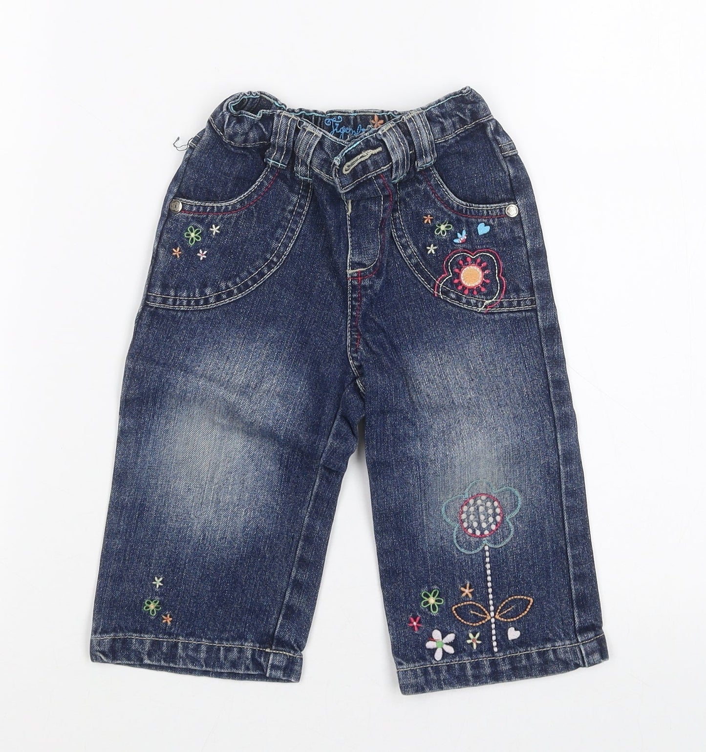 tigerliy Girls Blue Floral   Jeans Size 9 Months