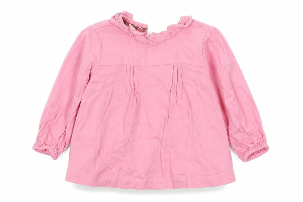 Front view of Monsoon girls’ pink basic t-shirt, size 6-9, months