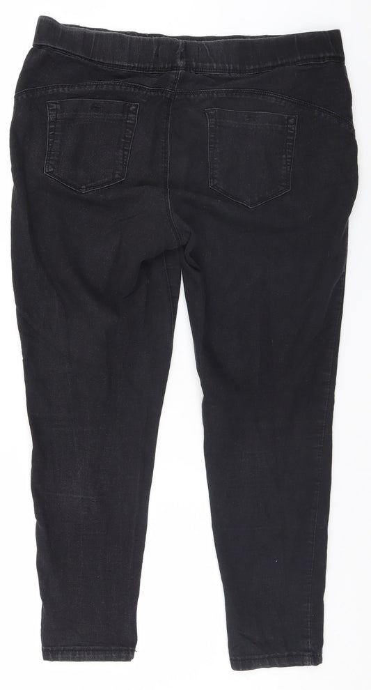 Denim & Co. Womens Black  Denim Straight Jeans Size 14 L24 in
