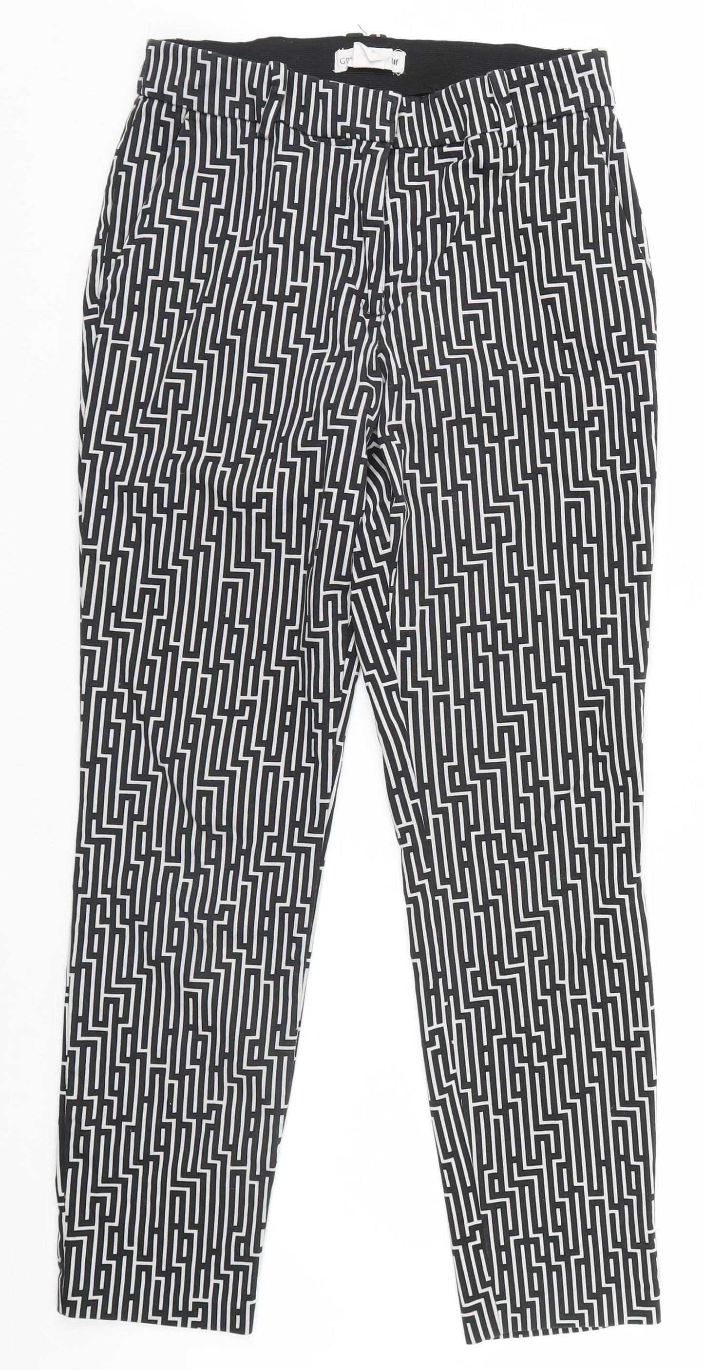 H&M Womens Black Geometric  Trousers  Size 6 L26 in