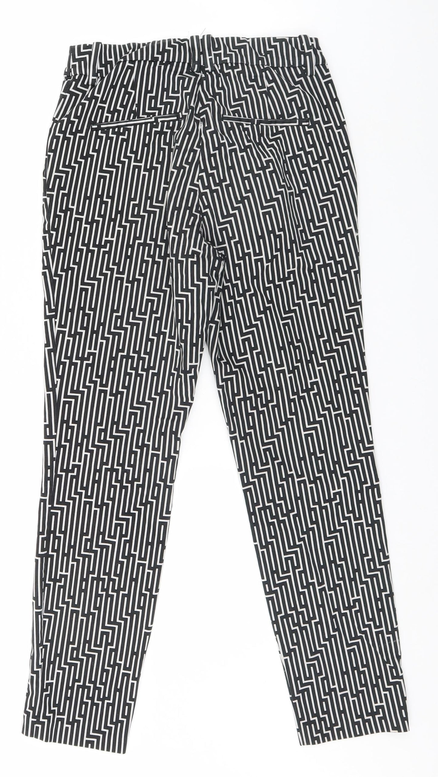 H&M Womens Black Geometric  Trousers  Size 6 L26 in