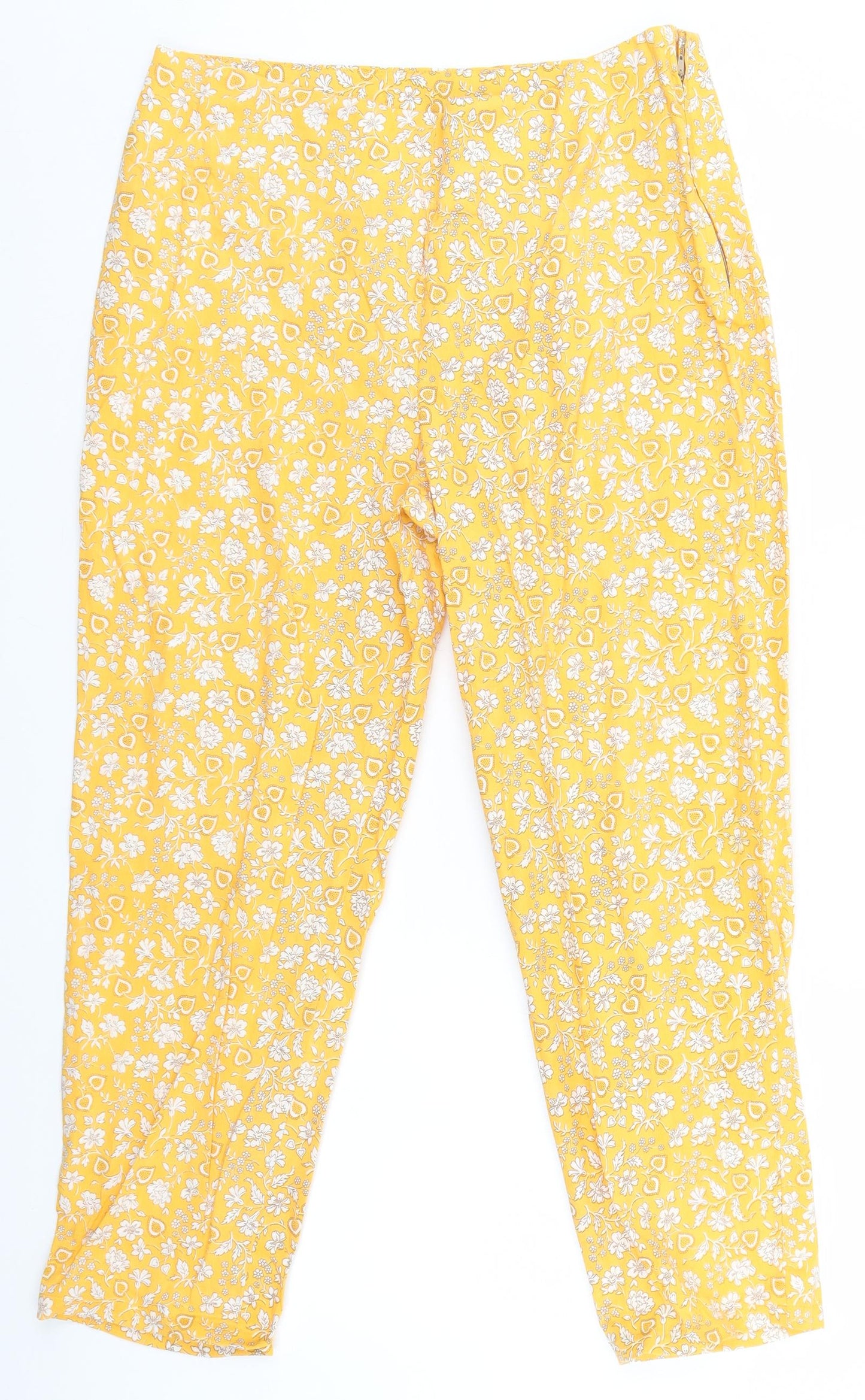 Preworn Womens Orange Floral  Trousers  Size M L24 in