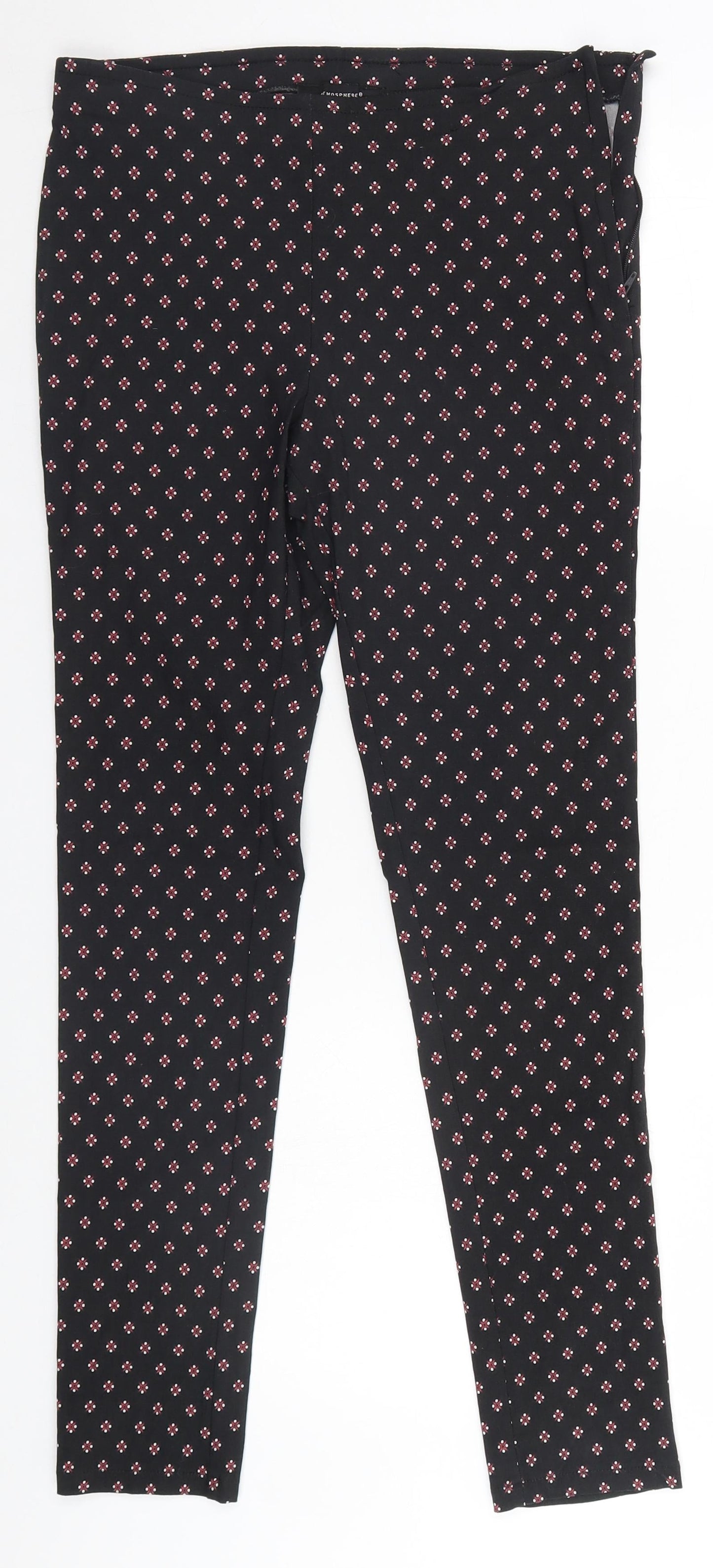 Atmosphere Womens Black Geometric  Trousers  Size 10 L26.5 in