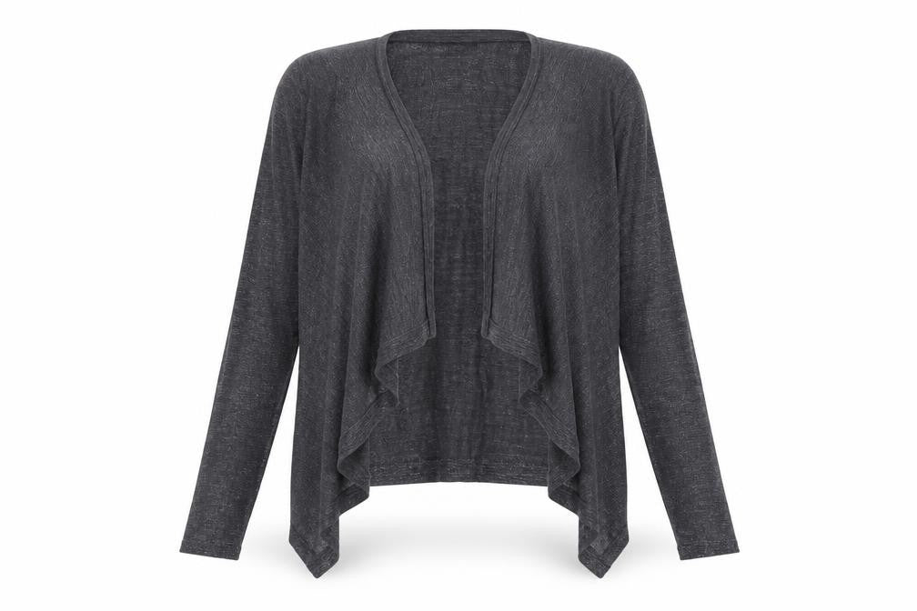 Front view of Papaya women’s grey shrug jumper, size M