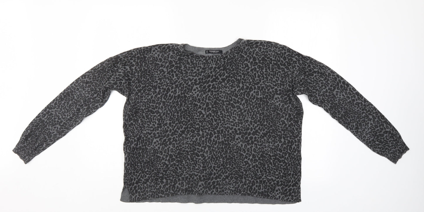 Mango Womens Grey Animal Print  Pullover Jumper Size M