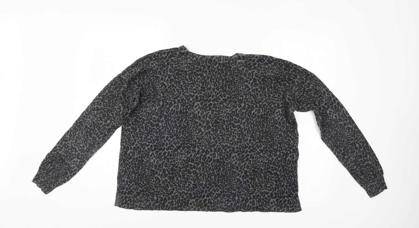 Mango Womens Grey Animal Print  Pullover Jumper Size M