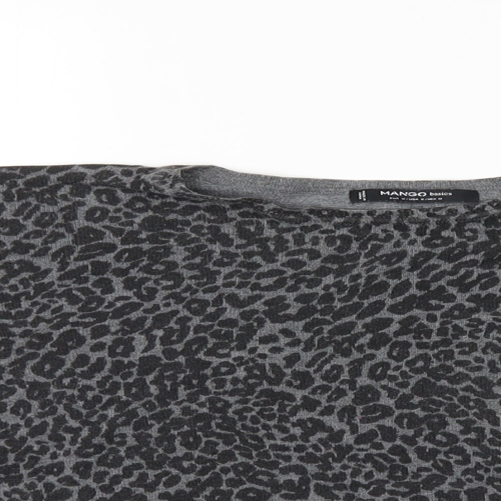 Mango Womens Grey Animal Print  Pullover Jumper Size M