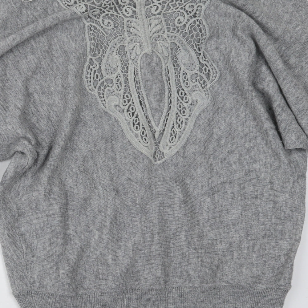 Voulez-Vous Womens Grey  Knit Pullover Jumper Size M