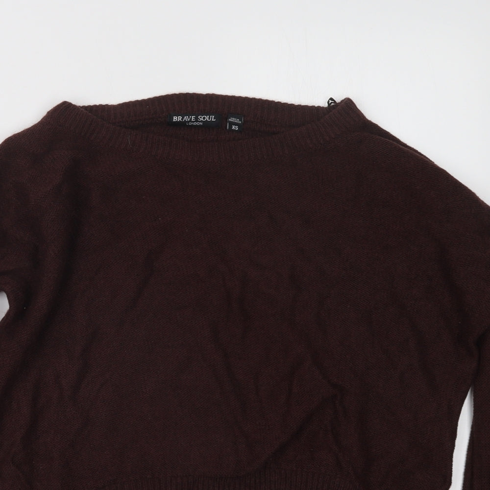 Brave Soul Womens Purple  Knit Pullover Jumper Size XS