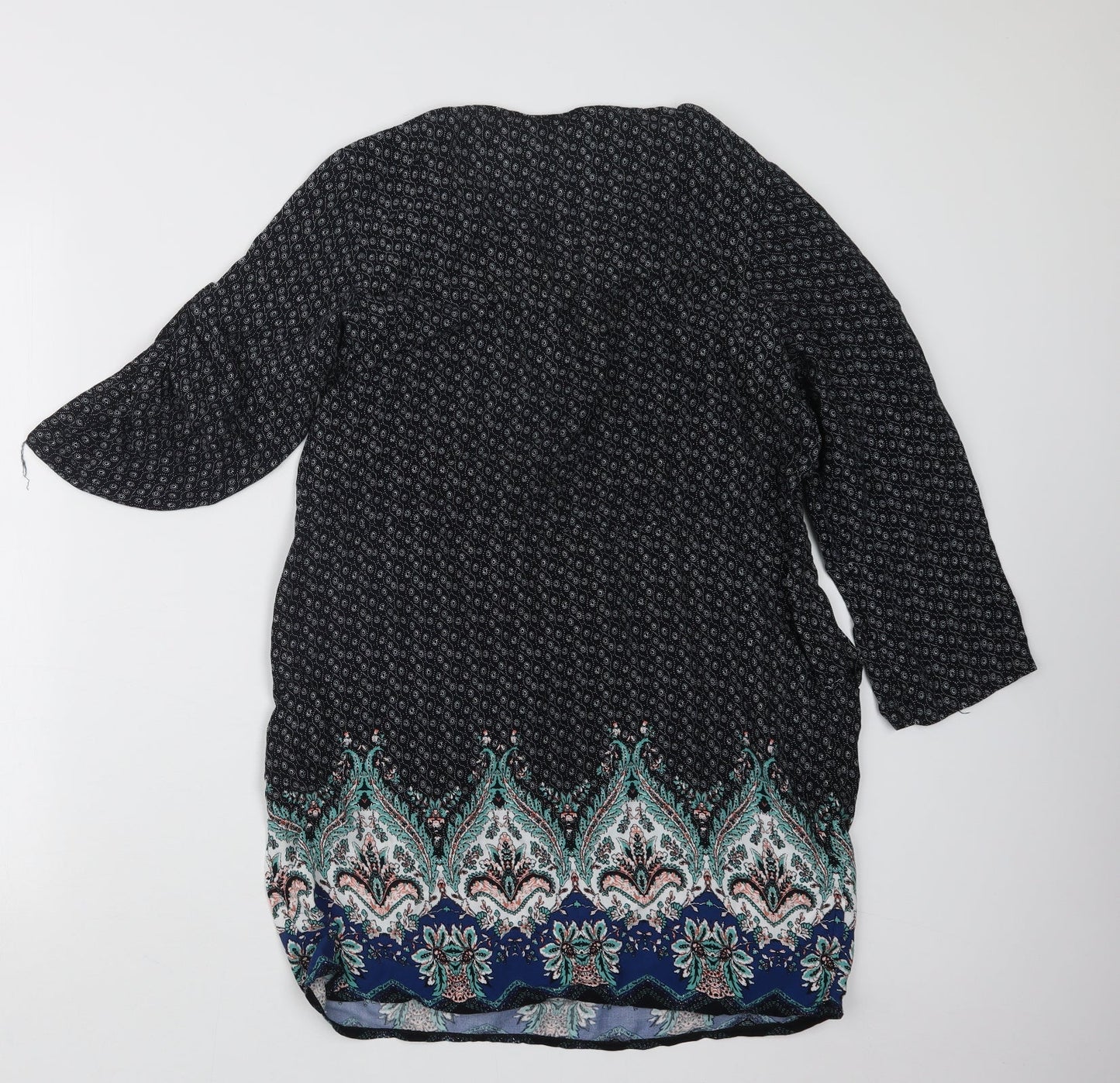 Sweet Girl Womens Black Geometric  Basic Blouse Size S