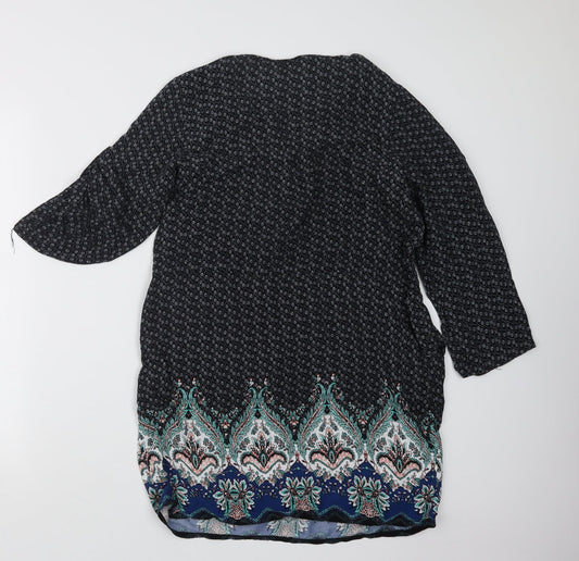 Sweet Girl Womens Black Geometric  Basic Blouse Size S