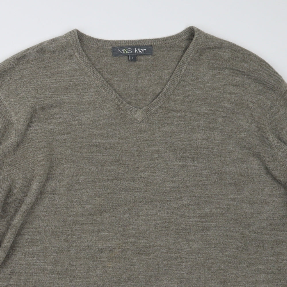 Marks and Spencer Mens Beige  Knit Pullover Jumper Size L