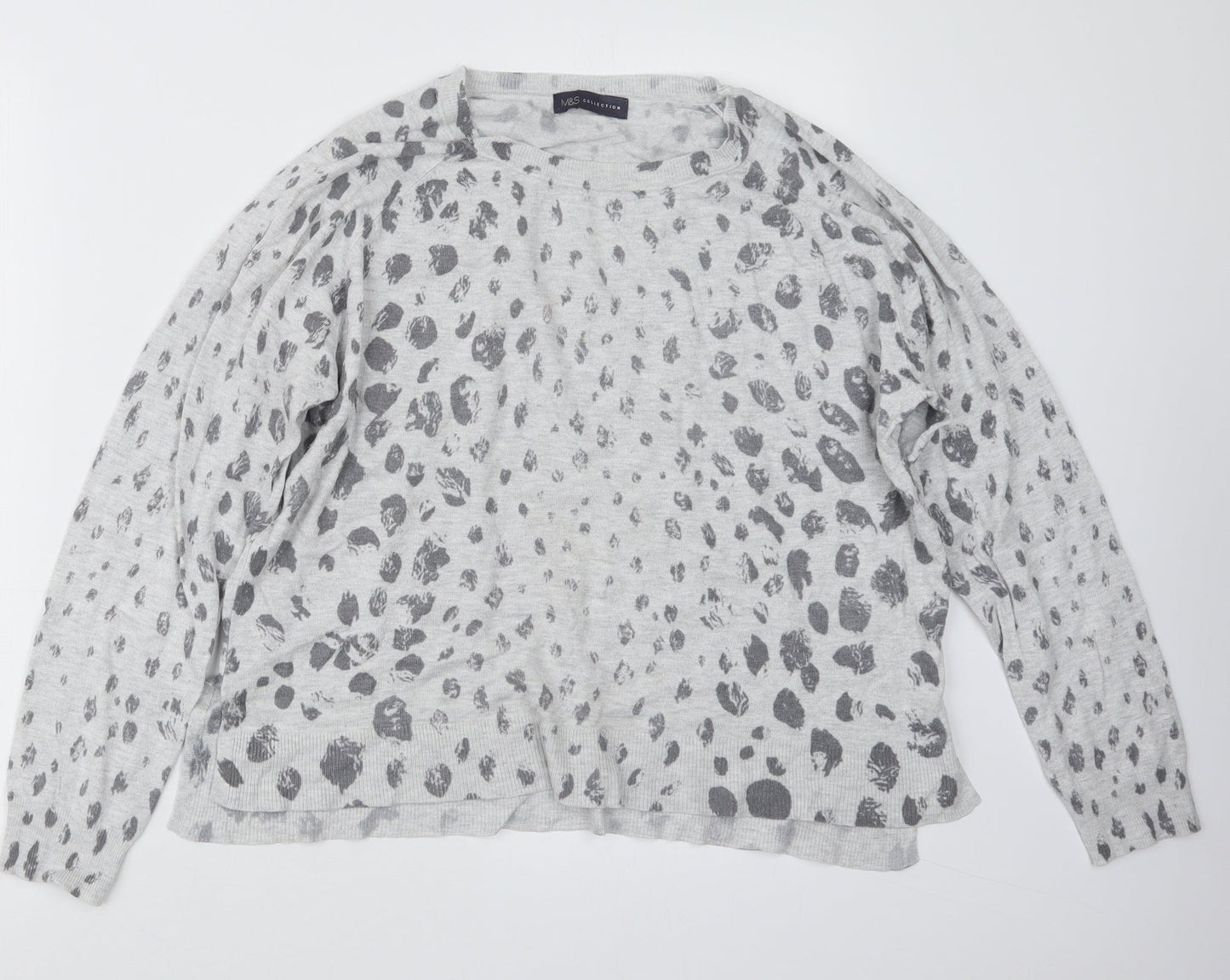 Marks and Spencer Womens Grey Geometric  Pullover Jumper Size 16