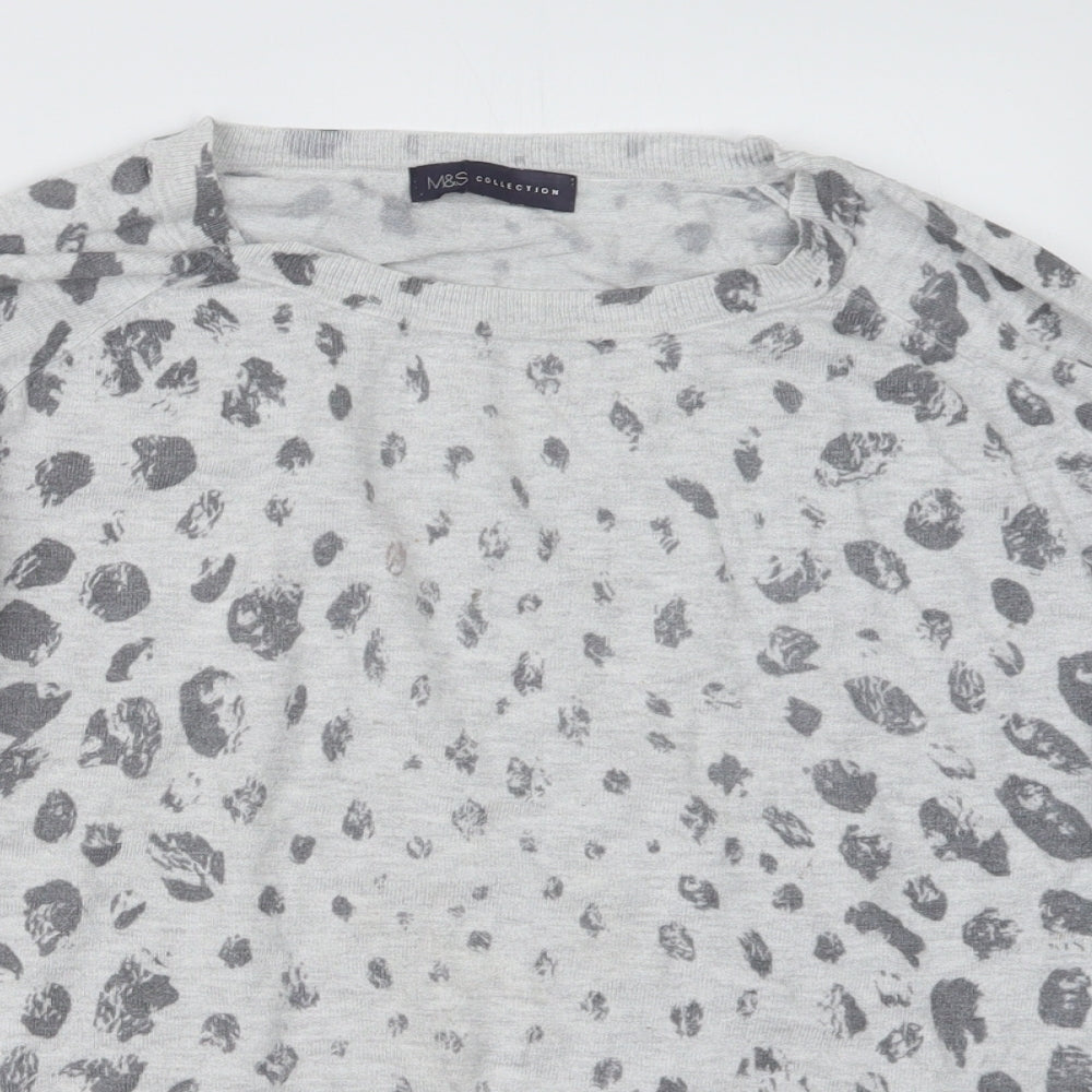 Marks and Spencer Womens Grey Geometric  Pullover Jumper Size 16