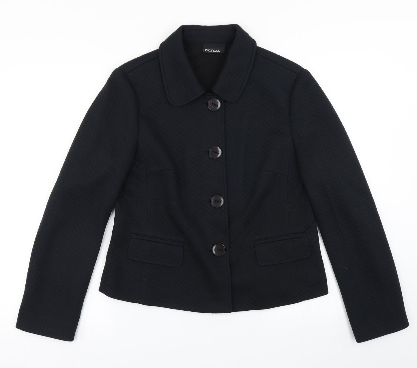 Bianca Womens Blue Herringbone  Jacket  Size 12