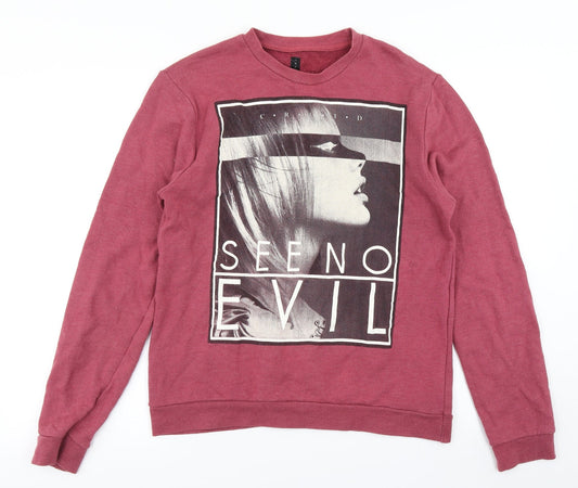 Crafted Mens Red   Pullover Sweatshirt Size S