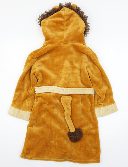 Mini Kidz Boys Yellow Solid Microfibre  Robe Size 5-6 Years  - Lion