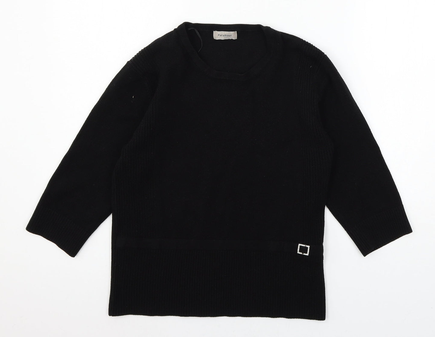 Paramour Womens Black  Knit Pullover Jumper Size XL