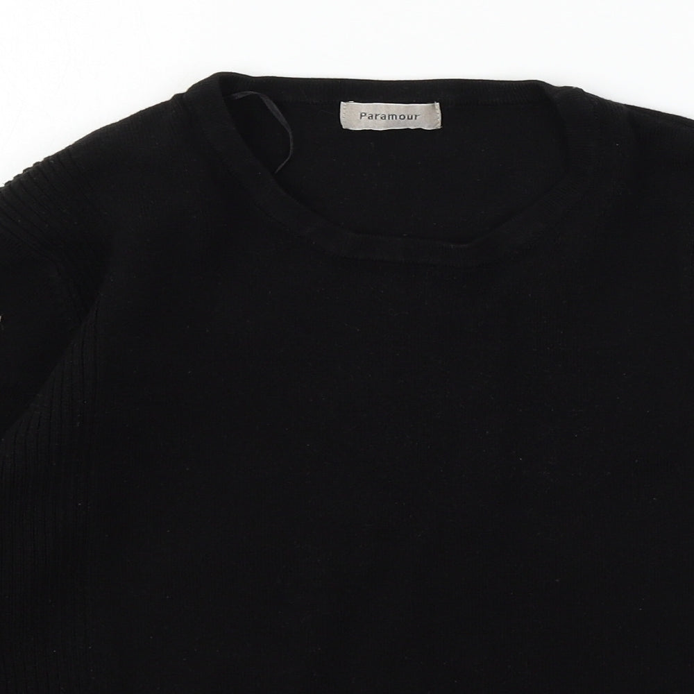Paramour Womens Black  Knit Pullover Jumper Size XL