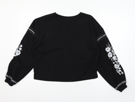 New Look Womens Black  Jersey Pullover Sweatshirt Size S