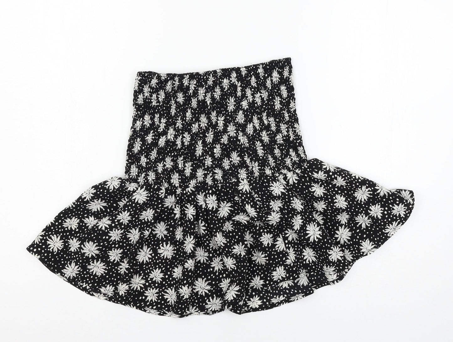 Boohoo Womens Black Floral  Basic Blouse Size 8