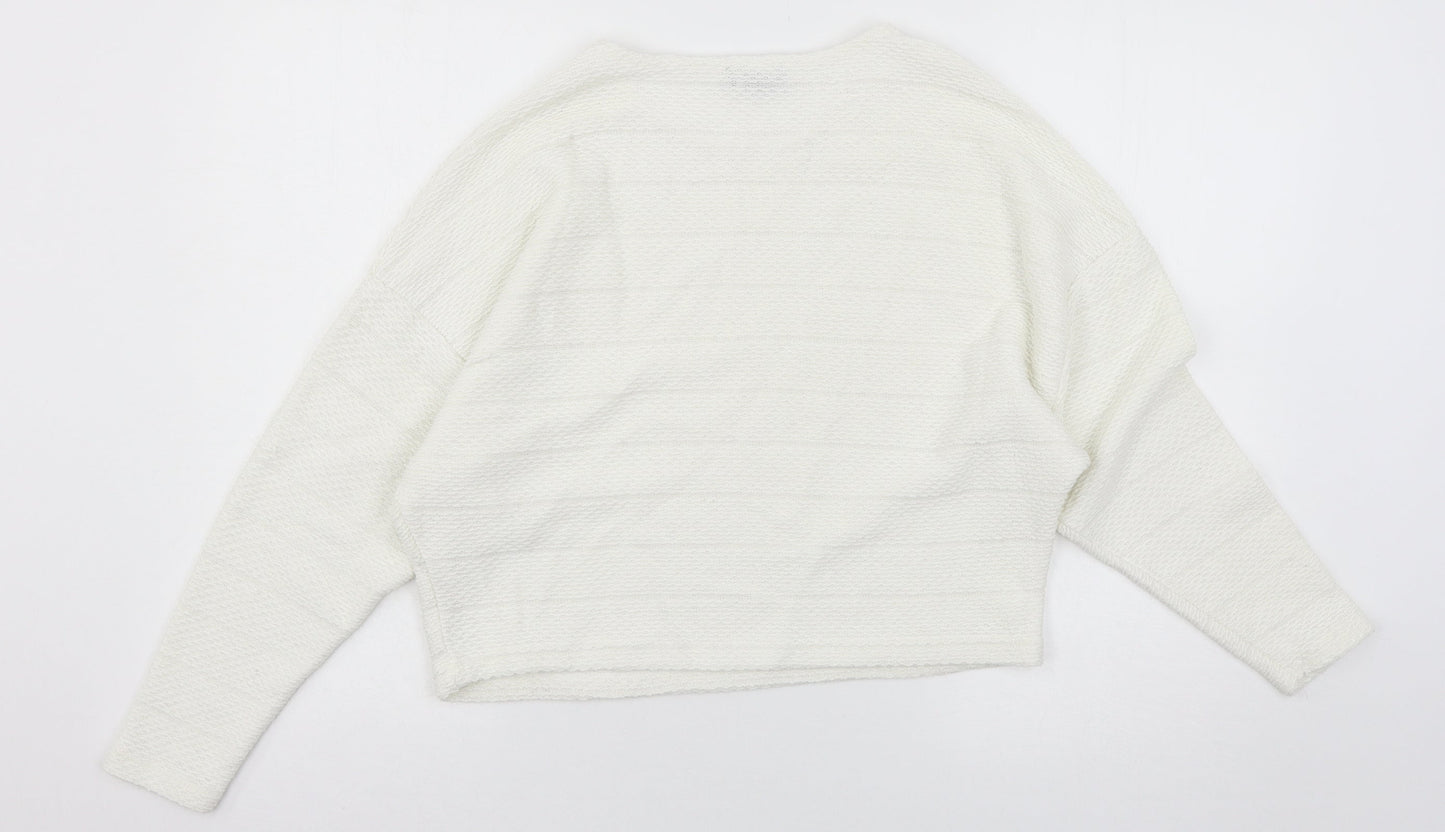 New Look Womens White  Jersey Pullover Sweatshirt Size S