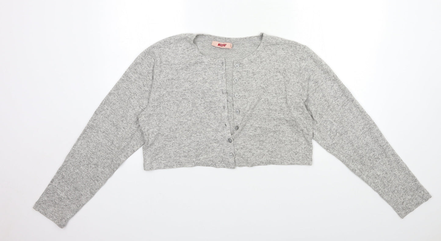 Misspap Womens Grey  Knit Cardigan Jumper Size 10