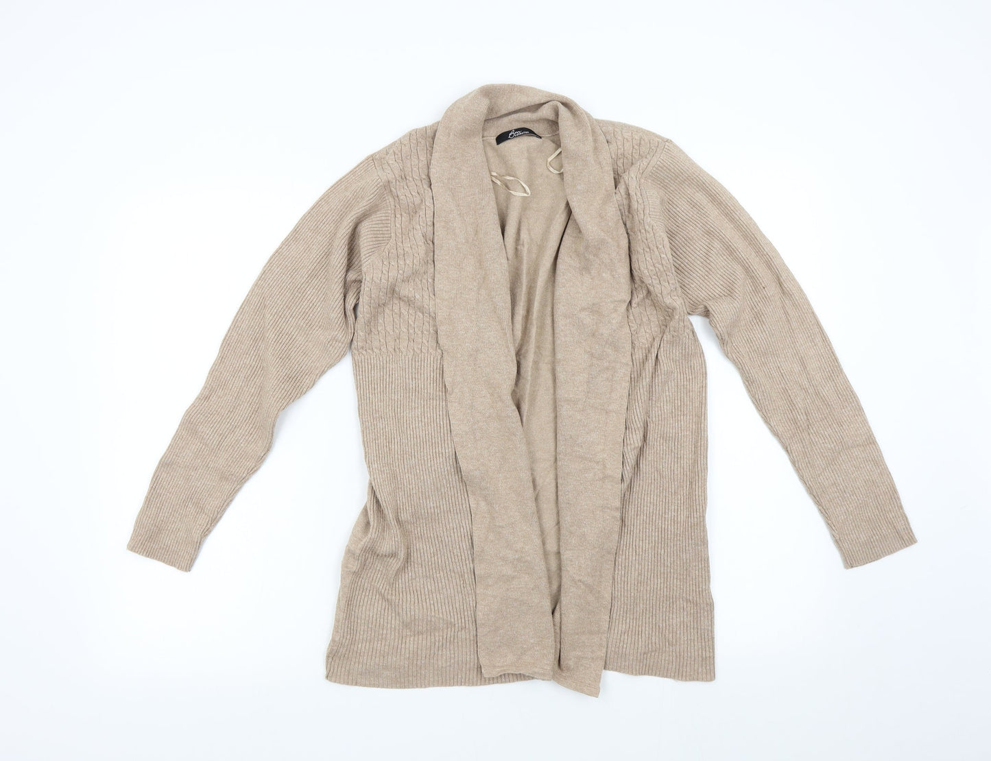 BM Collection Womens Beige  Knit Cardigan Jumper Size M