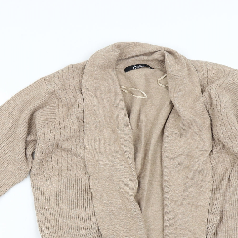 BM Collection Womens Beige  Knit Cardigan Jumper Size M