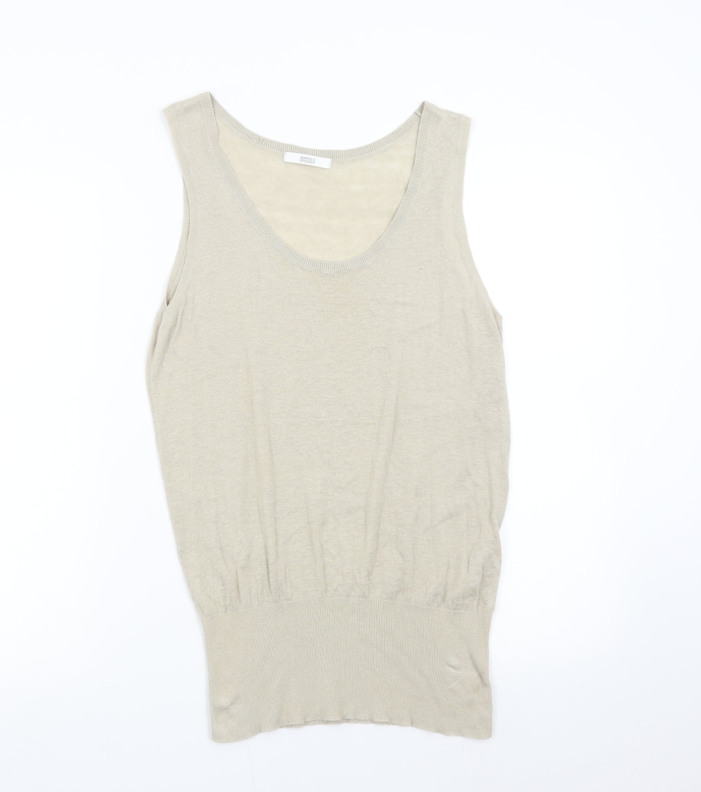 M&S Womens Beige  Knit Vest Jumper Size S