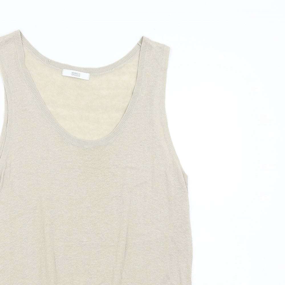 M&S Womens Beige  Knit Vest Jumper Size S