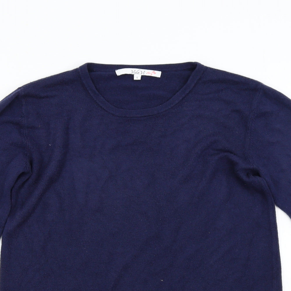 Vida Vi Womens Blue  Knit Pullover Jumper Size L