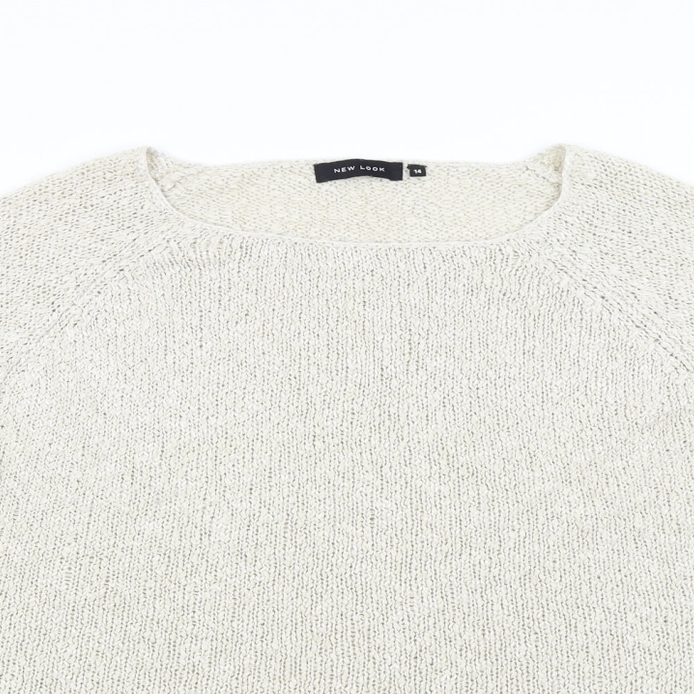 New Look Womens Beige  Knit Pullover Jumper Size 14  - Asymmetrical Hem