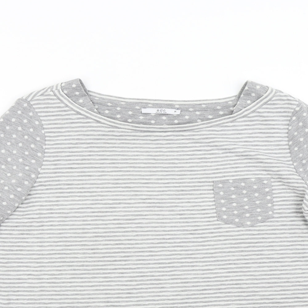 EDC Womens Grey Striped  Top Pyjama Top Size M